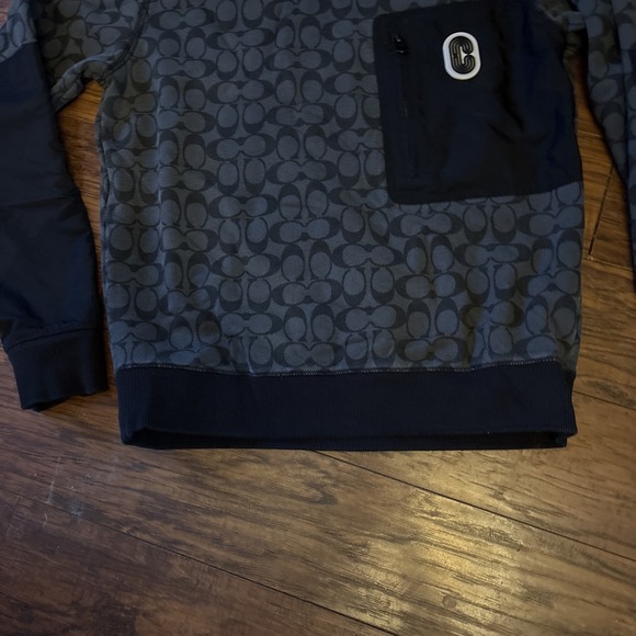 COACH MEN'S MIXED MEDIA ALL OVER LOGO SWEATSHIRT SZ SMALL  Black - Picture 5 of 9
